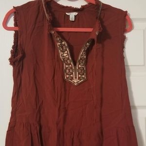 Womens Catos Rust Red Top Size S